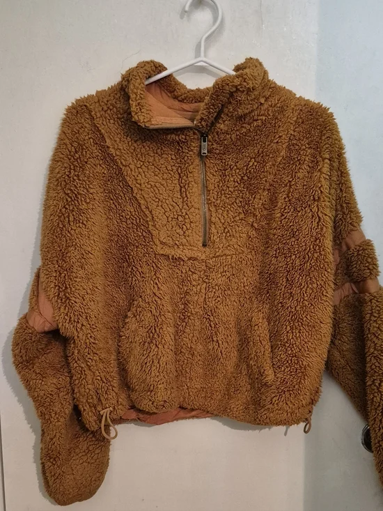 Free People Nantucket Toasted Coconut Teddy Fleece Pullover S.XS - Picture 3 of 11